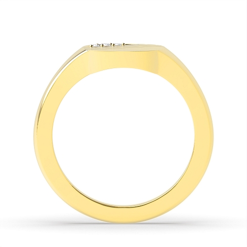 Pave Setting Round Yellow Gold Line Diamond Rings