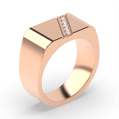 Pave Setting Round Rose Gold Lustrousglint Unique Men's Wedding Bands Diamond Rings