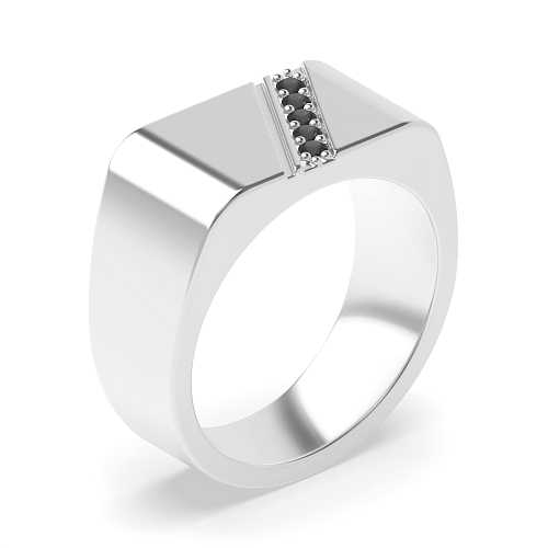 Pave Setting Round Lustrousglint Black Diamond Rings