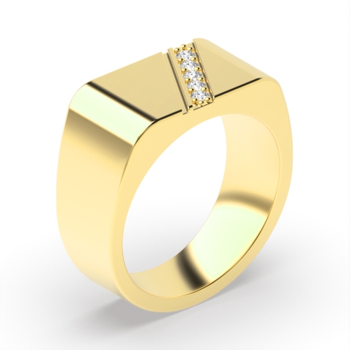 Pave Setting Round Yellow Gold Cluster Diamond Ring