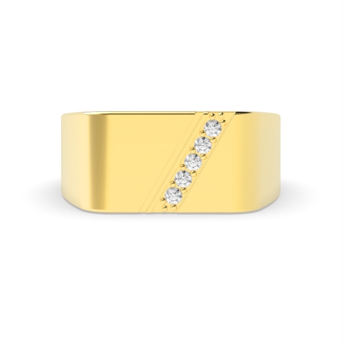 Pave Setting Round Yellow Gold Cluster Diamond Ring