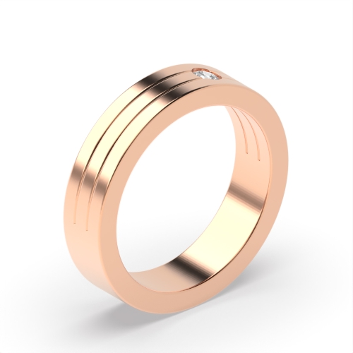 Bezel Setting Round Rose Gold Myst Band Diamond Rings