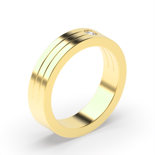Bezel Setting Round Yellow Gold Myst Band Diamond Rings