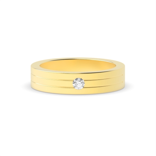 Bezel Setting Round Yellow Gold Myst Band Diamond Rings