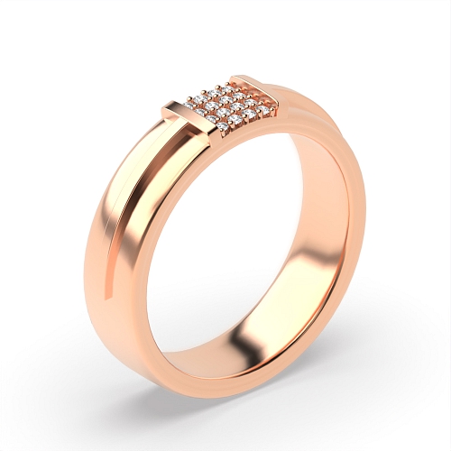 Pave Setting Round Rose Gold Myst Unique Men's Wedding Bands Diamond Rings