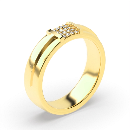 Pave Setting Round Yellow Gold Myst Diamond Rings
