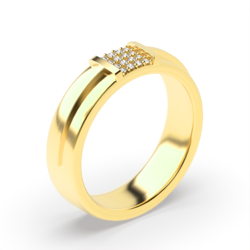 Pave Setting Round Yellow Gold Cluster Diamond Ring