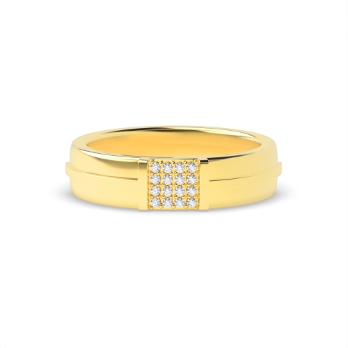 Pave Setting Round Yellow Gold Cluster Diamond Ring