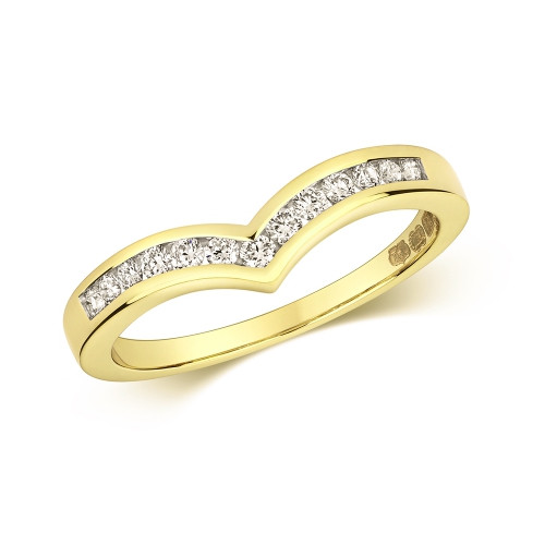 Channel Setting Round Yellow Gold Wishbone Eternity Engagement Rings