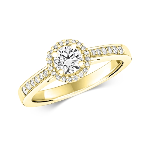 4 Prong Round Yellow Gold Resplendent Engagement Rings