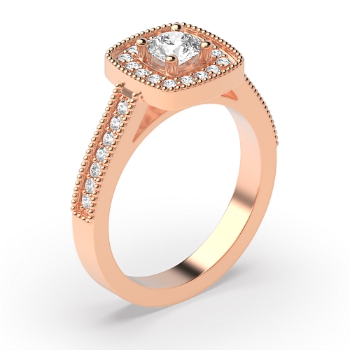 4 Prong Round Rose Gold Orb epoch Halo Engagement Rings
