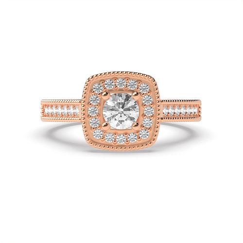 4 Prong Round Rose Gold Orb epoch Halo Engagement Rings