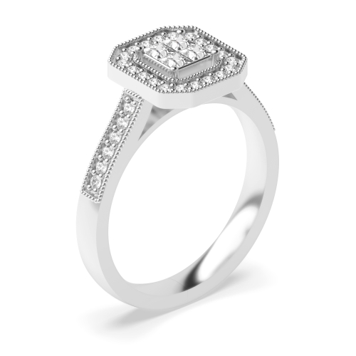 4 Prong Halo Diamond Rings