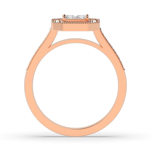 4 Prong Princess/Round Rose Gold Halo Engagement Rings
