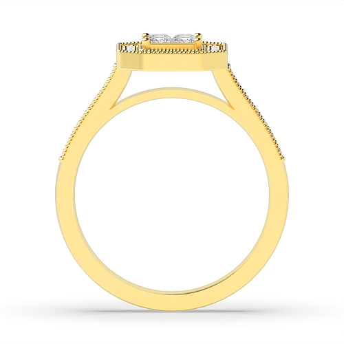 4 Prong Princess/Round Yellow Gold Engagement Rings