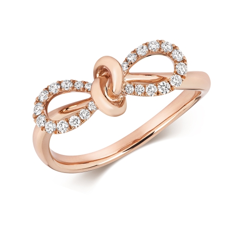 4 Prong Round Rose Gold Bow Engagement Rings