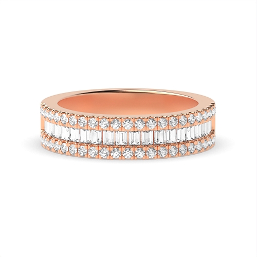 Channel Setting Round/Baguette Rose Gold Unique Eternity Diamond Rings