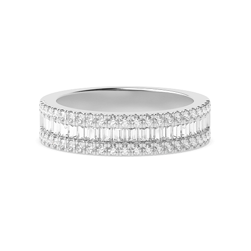 Channel Setting Round/Baguette Unique Moissanite Eternity Diamond Rings