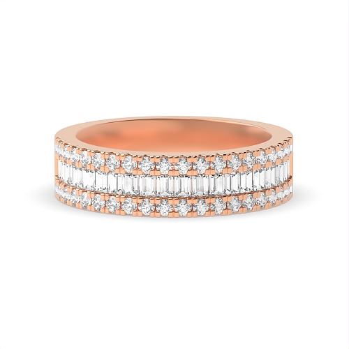 Channel Setting Round/Baguette Rose Gold Shining Eternity Diamond Rings