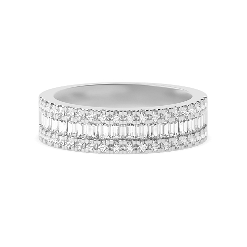 Channel Setting Round/Baguette Shining Half Eternity Diamond Rings