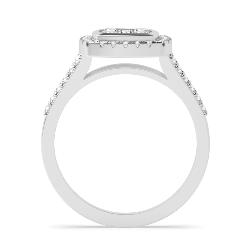 Pave Setting Round Split Shoulder Moissanite Halo Diamond Ring