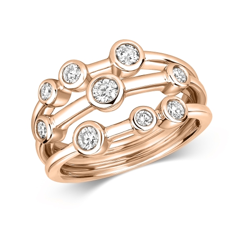 Bezel Setting Round Rose Gold Vault Eternity Engagement Rings