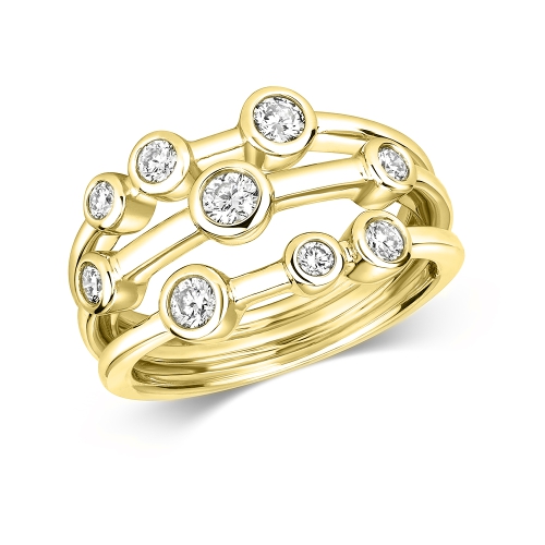 Bezel Setting Round Yellow Gold Vault Eternity Engagement Rings