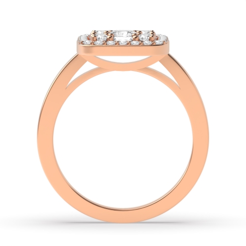 4 Prong Princess/Baguette Rose Gold Tanzanitewhisper Halo Engagement Rings