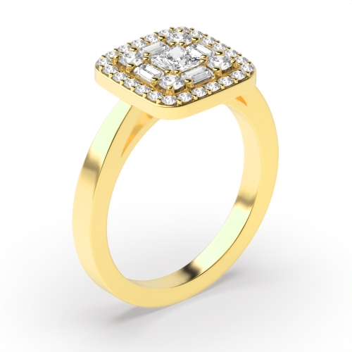 4 Prong Princess/Baguette Yellow Gold Tanzanitewhisper Engagement Rings
