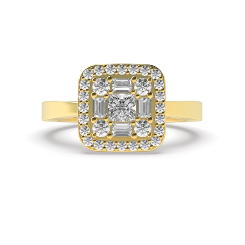 4 Prong Princess/Baguette Yellow Gold Tanzanitewhisper Engagement Rings