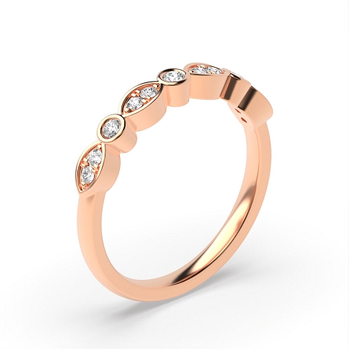 Bezel Setting Round Rose Gold Marquise shaped alternate Diamond Rings