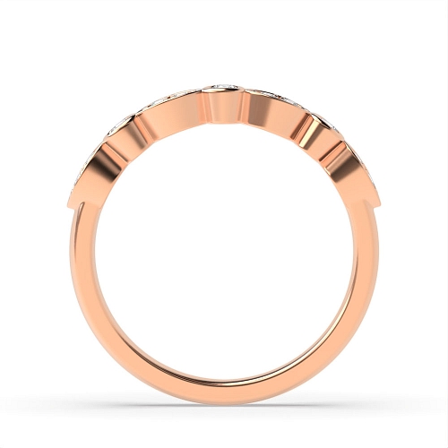 Bezel Setting Round Rose Gold Marquise shaped alternate Diamond Rings