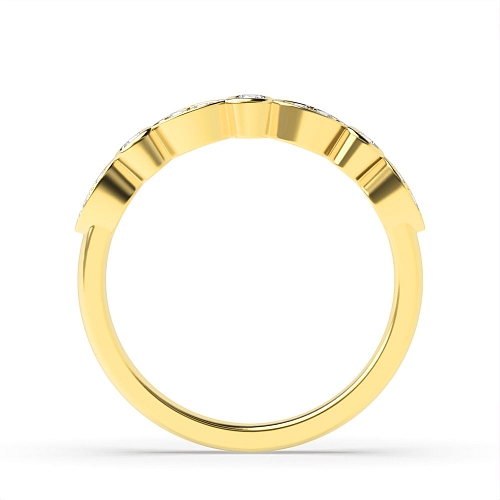 Bezel Setting Round Yellow Gold Marquise shaped alternate Diamond Rings