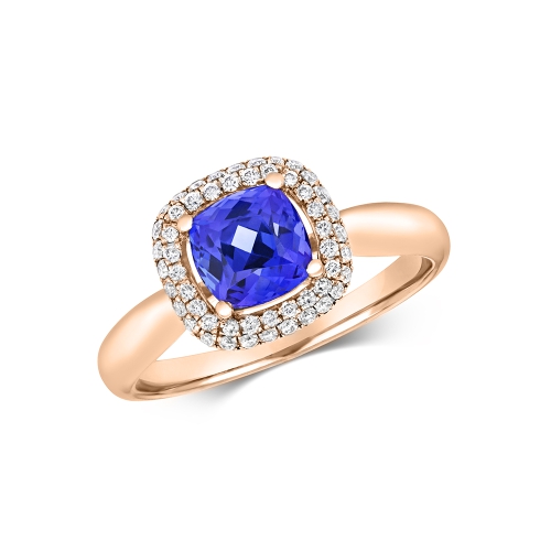 4 Prong Cushion Rose Gold Halo diamond Lab Grown Diamond Engagement Rings
