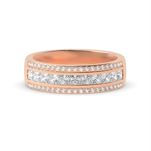 Channel Setting Princess/Round Rose Gold Dazzling Eternity Diamond Rings