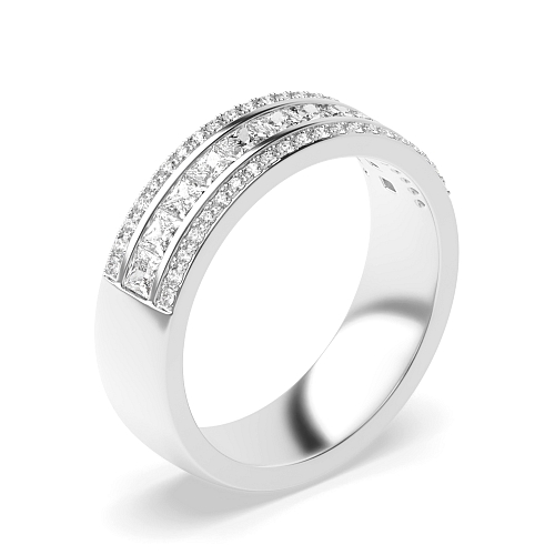 Channel Setting Princess/Round Dazzling Moissanite Eternity Diamond Rings