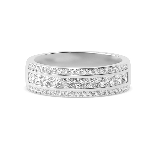 Channel Setting Princess/Round Dazzling Moissanite Eternity Diamond Rings