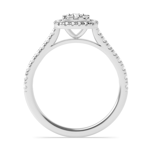 4 Prong Round Orbit Apex Moissanite Halo Diamond Ring