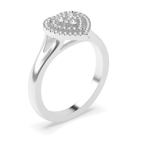 3 Prong Setting Round Shape Heart Style Halo Lab Grown Diamond Ring 