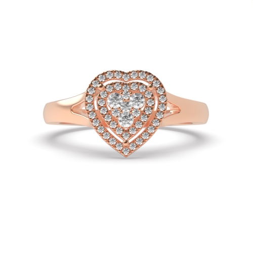 3 Prong Round Rose Gold Wave crest Halo Engagement Rings