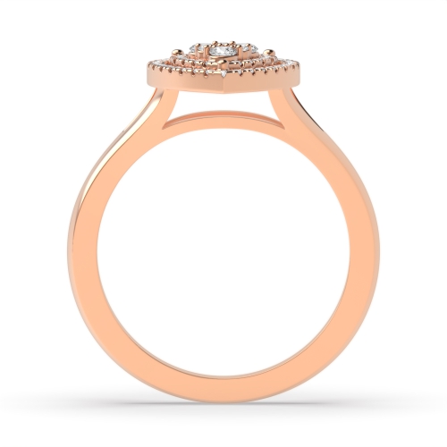 3 Prong Round Rose Gold Wave crest Halo Engagement Rings