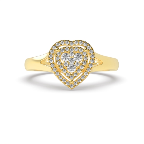 3 Prong Round Yellow Gold Wave crest Engagement Rings