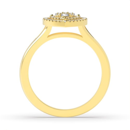 3 Prong Round Yellow Gold Wave crest Engagement Rings
