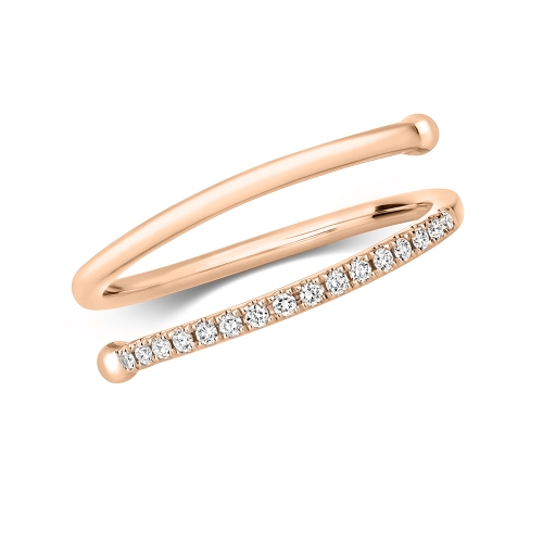 4 Prong Round Rose Gold Tristone orbit Eternity Engagement Rings