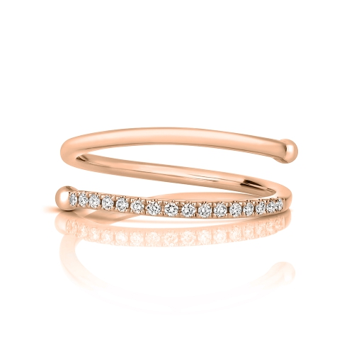 4 Prong Round Rose Gold Tristone orbit Eternity Engagement Rings