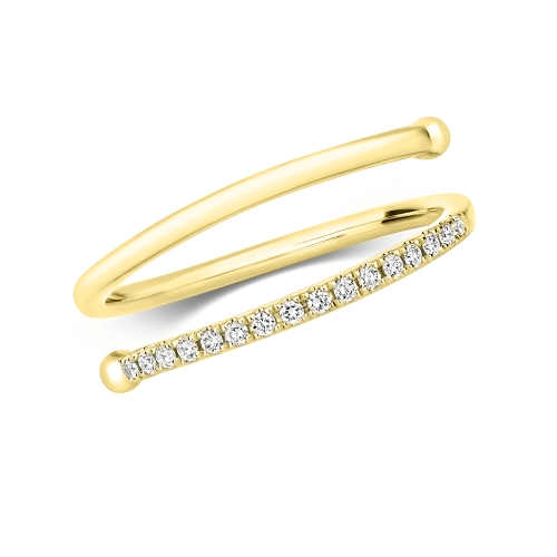 4 Prong Round Yellow Gold Tristone orbit Eternity Engagement Rings