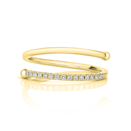 4 Prong Round Yellow Gold Tristone orbit Eternity Engagement Rings