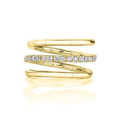 4 Prong Round Yellow Gold Lush Eternity Engagement Rings