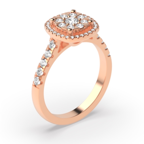 4 Prong Round Rose Gold Perpetual cycle Halo Engagement Rings