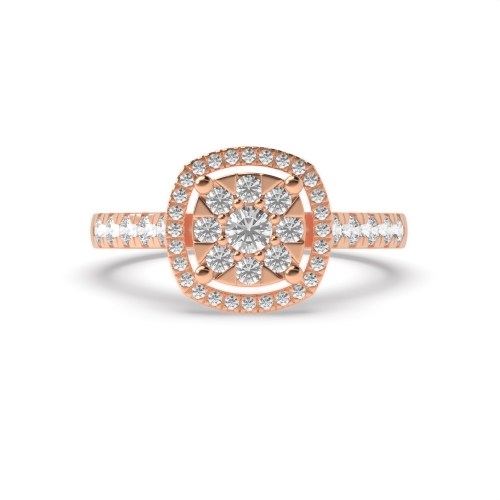 4 Prong Round Rose Gold Perpetual cycle Halo Engagement Rings
